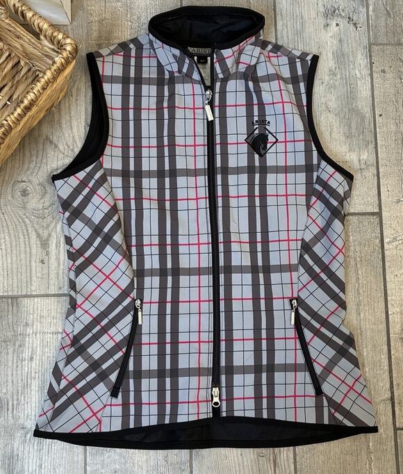 Arista Equestrian Jackets & Blazers - Arista Equestrian Limited Edition Womens Riding Vest Plaid Gray Pink Small